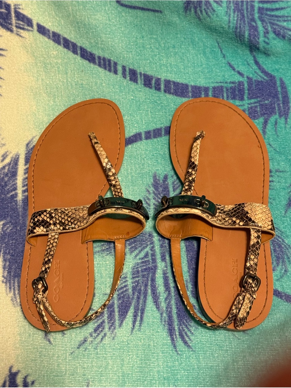 Coach Gracie Snake Skin
T strap Sandals sz8